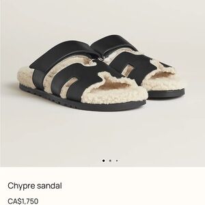 Chypre Shearling Slide Sandals in Black and Cream